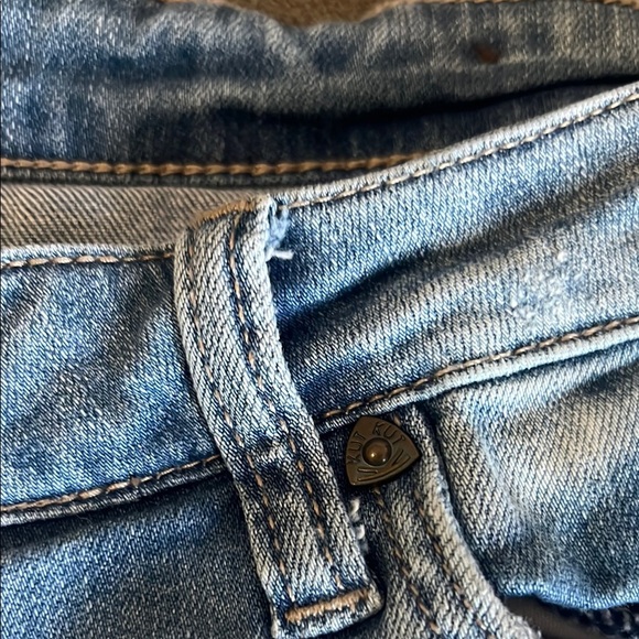 Kut from the Kloth Blue Straight Leg Jeans with Distressed Details - Picture 9 of 16